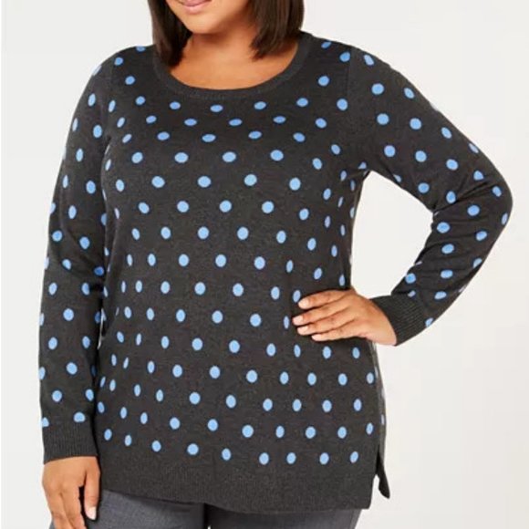 Charter Club Sweaters - Charter Club Plus Size Dot Print Tunic Sweater